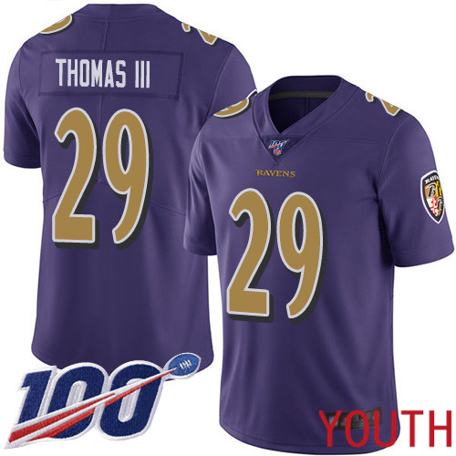 Baltimore Ravens Limited Purple Youth Earl Thomas III Jersey NFL Football #29 100th Season Rush Vapor Untouchable